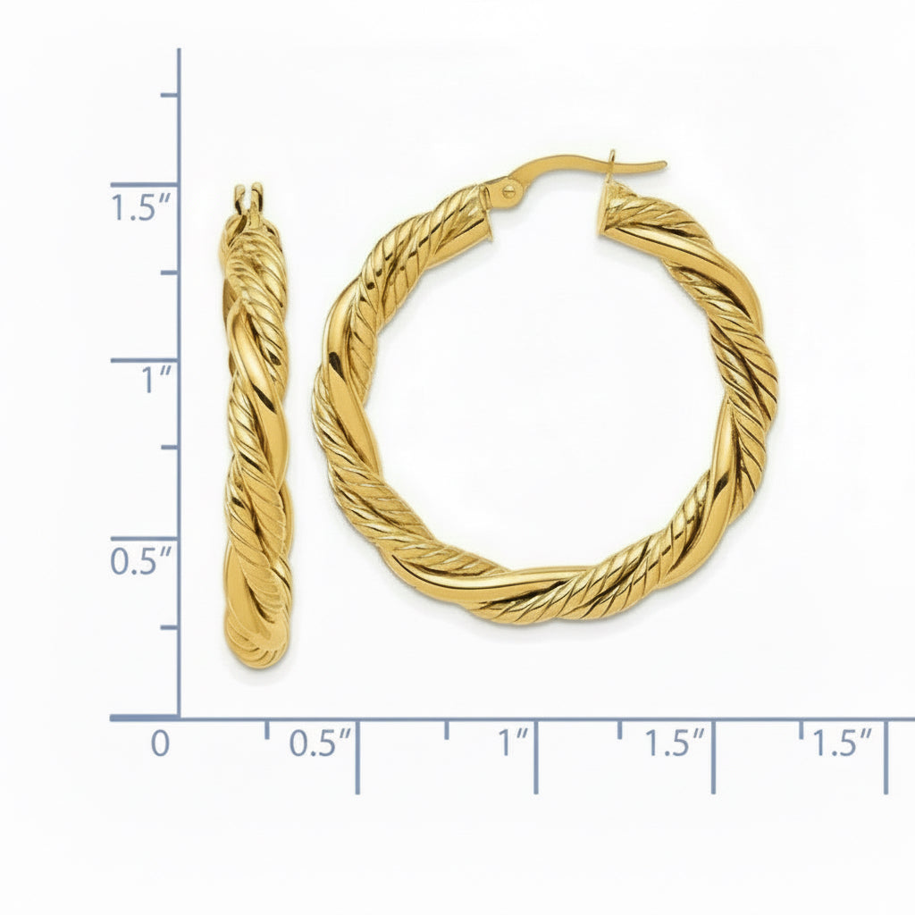 18K Gold Twisted Hoop Earrings | Bellamare Jewelry