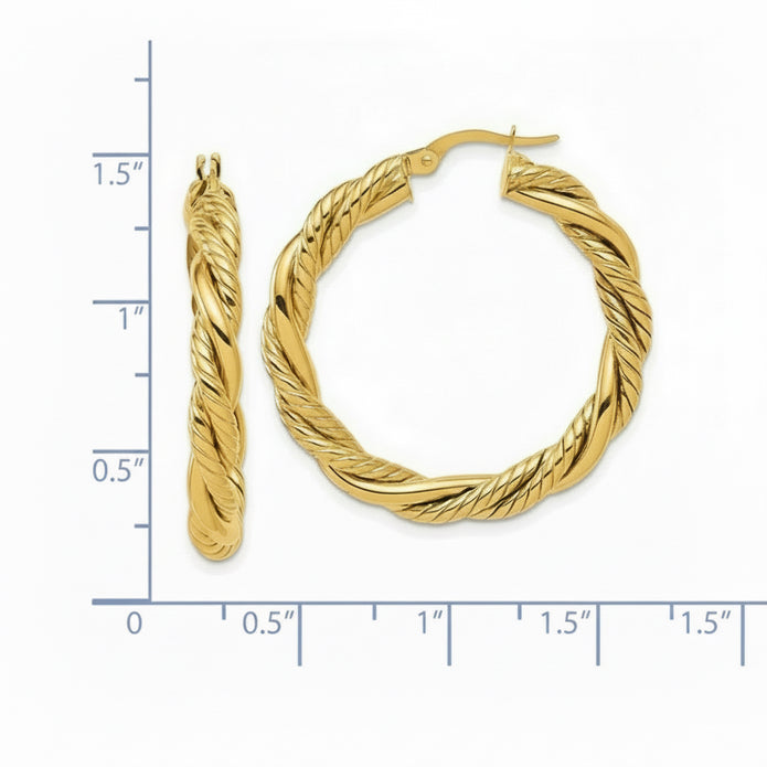 18K Gold Twisted Hoop Earrings | Bellamare Jewelry