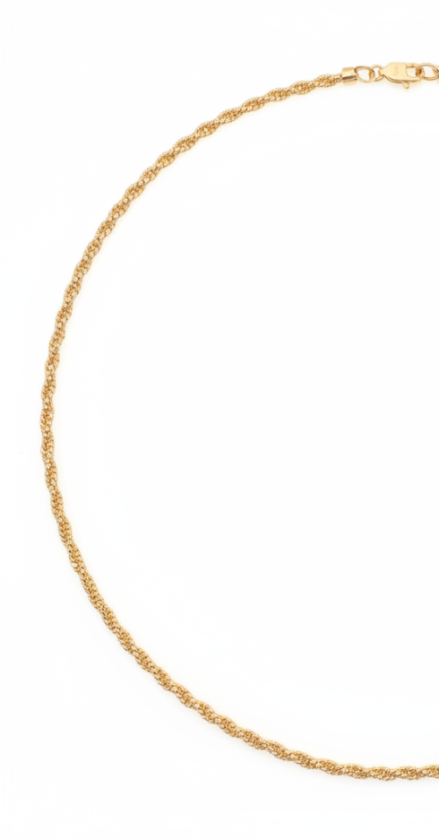 18K Gold Twisted Bead Necklace - Round Layout