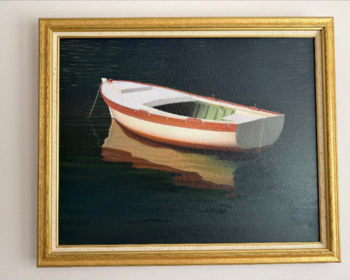 Boat in Čikat Bay #2 — Oil on Canvas by Slavko Tirkajla