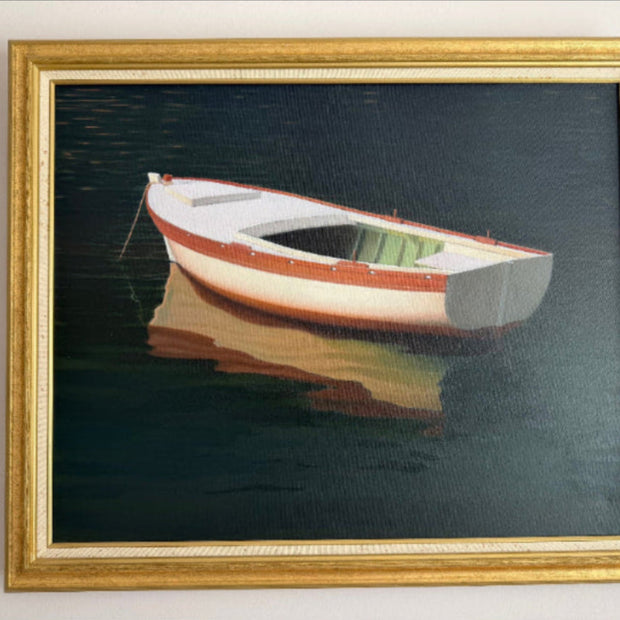 Boat in Čikat Bay #2 — Oil on Canvas by Slavko Tirkajla