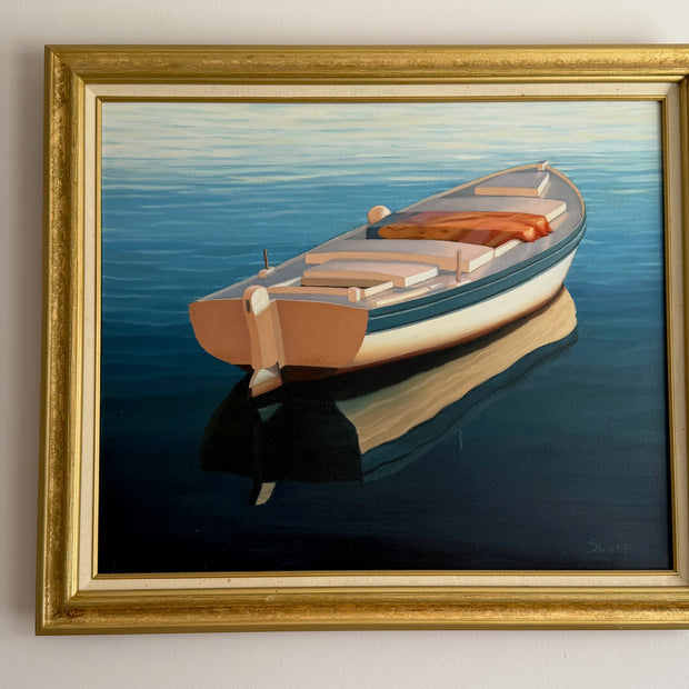 Boat in Čikat Bay #3 — Oil on Canvas by Slavko Tirkajla