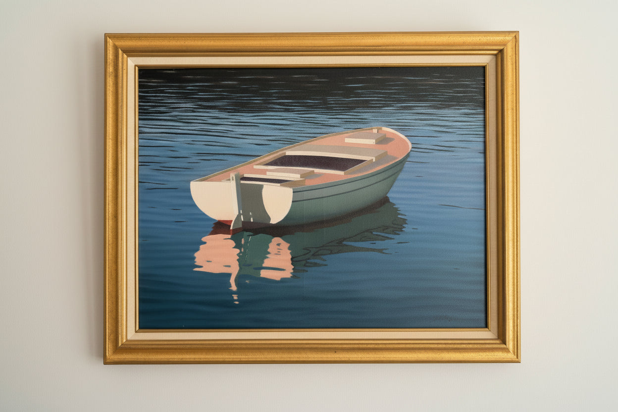 Boat in Čikat Bay #4 — Oil on Canvas by Slavko Tirkajla