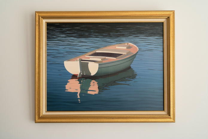 Boat in Čikat Bay #4 — Oil on Canvas by Slavko Tirkajla