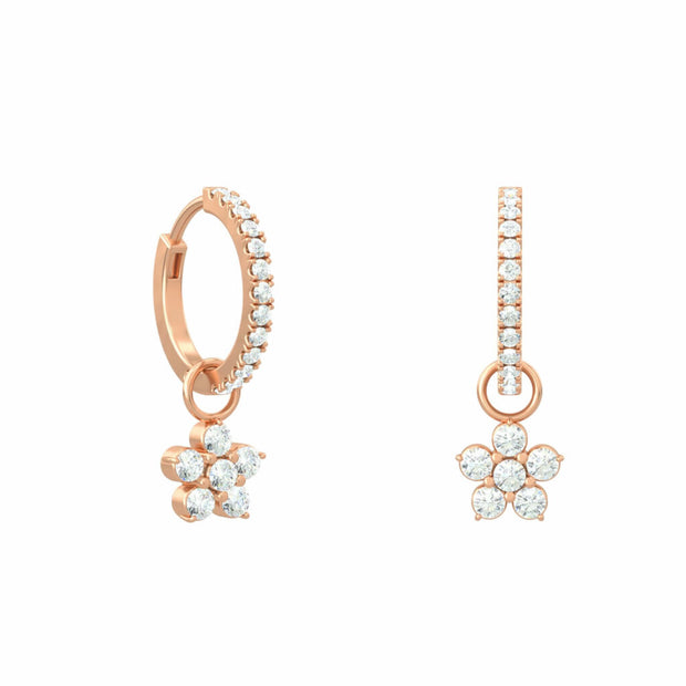 18K Gold Rock Rose Diamond Hoops | Bellamare Jewelry
