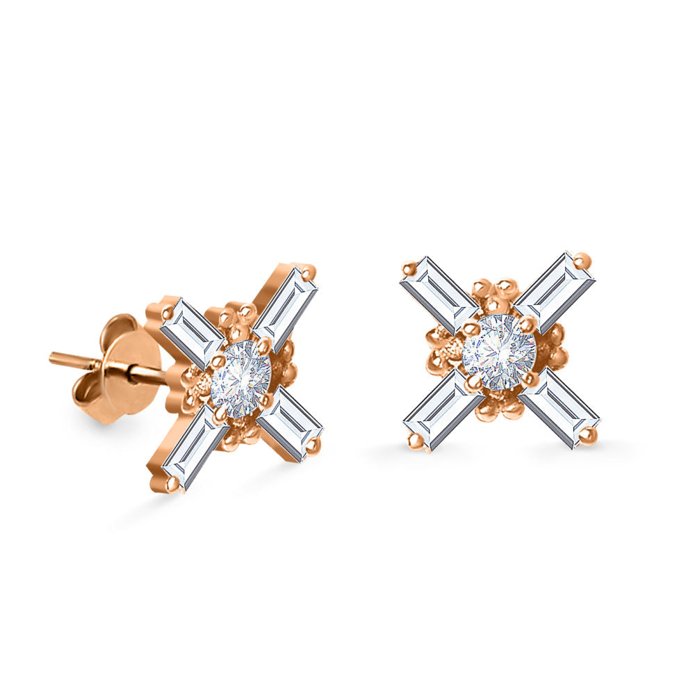 18K Diamond X Studs | Bellamare Jewelry