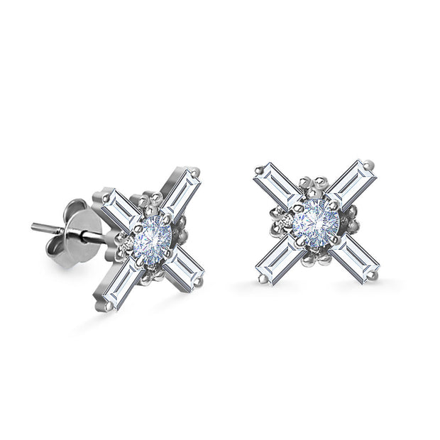 18K Diamond X Studs | Bellamare Jewelry