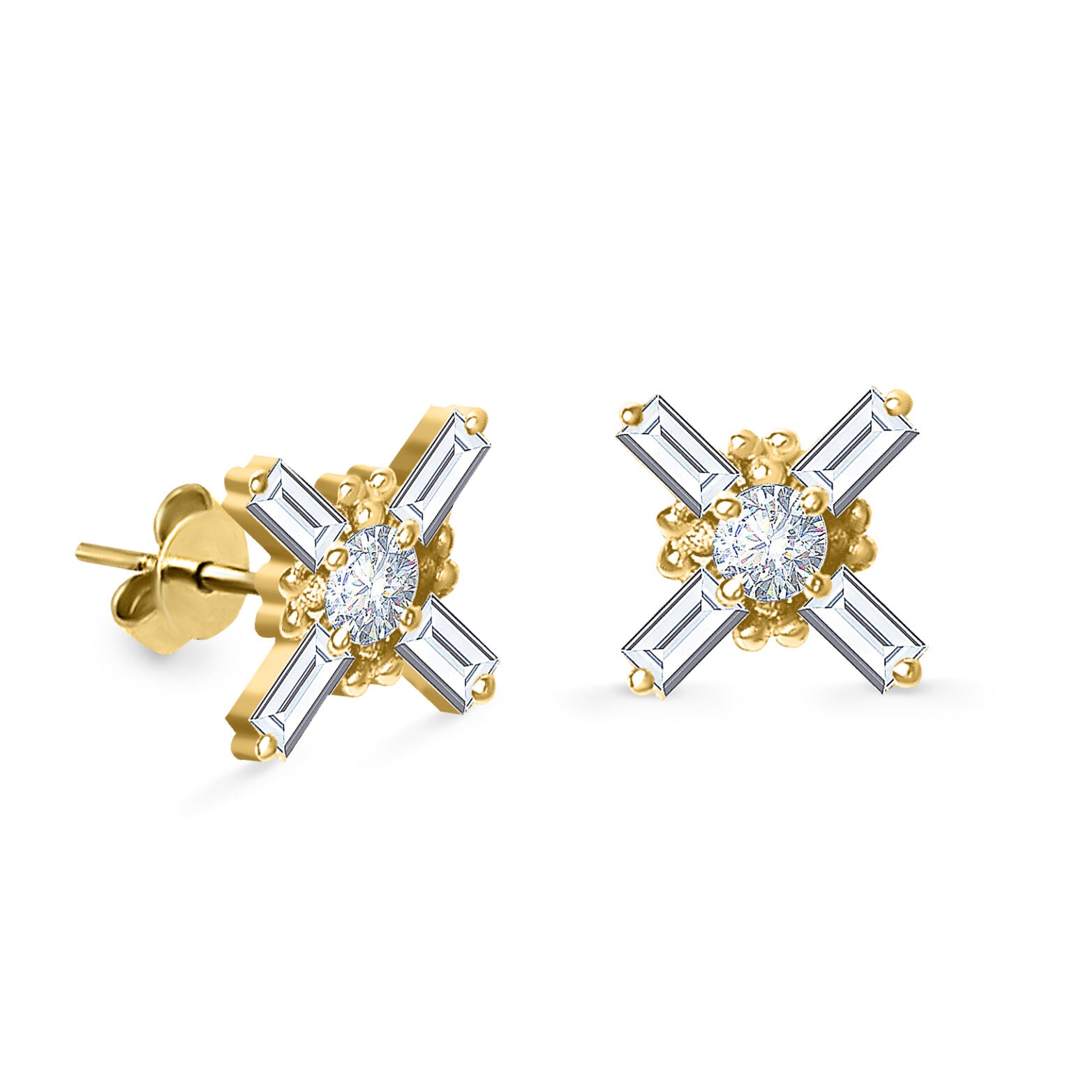 18K Diamond X Studs | Bellamare Jewelry