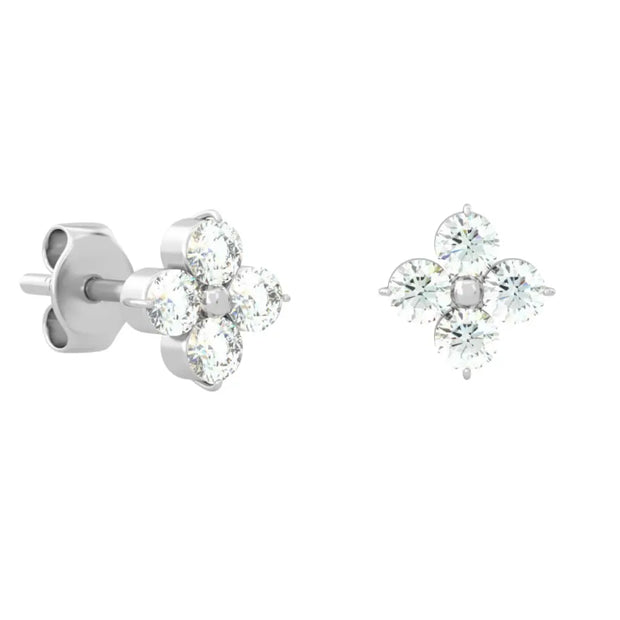 18K Gold Rock Rose Diamond Studs | Bellamare Jewelry