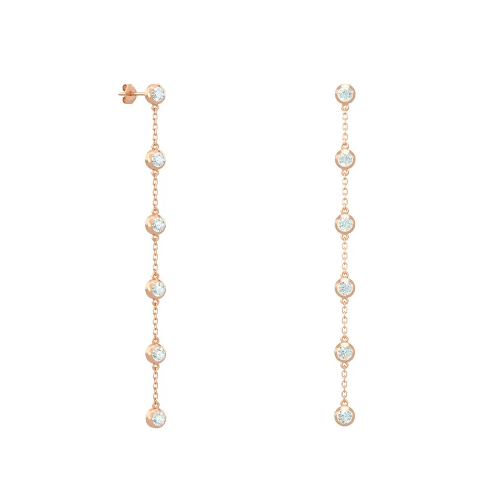 18K Gold Bezel-Set Diamond Drop Earrings| Bellamare Jewelry