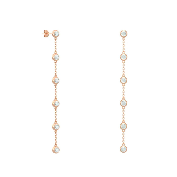 18K Gold Bezel-Set Diamond Drop Earrings| Bellamare Jewelry