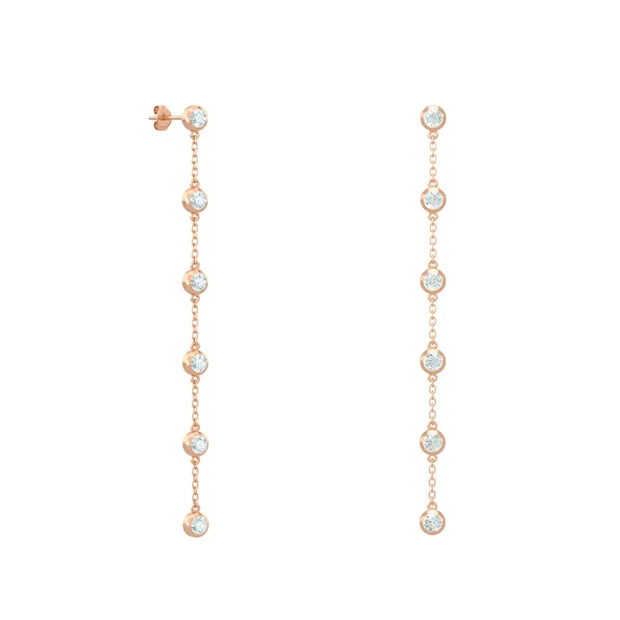 18K Gold Bezel-Set Diamond Drop Earrings| Bellamare Jewelry