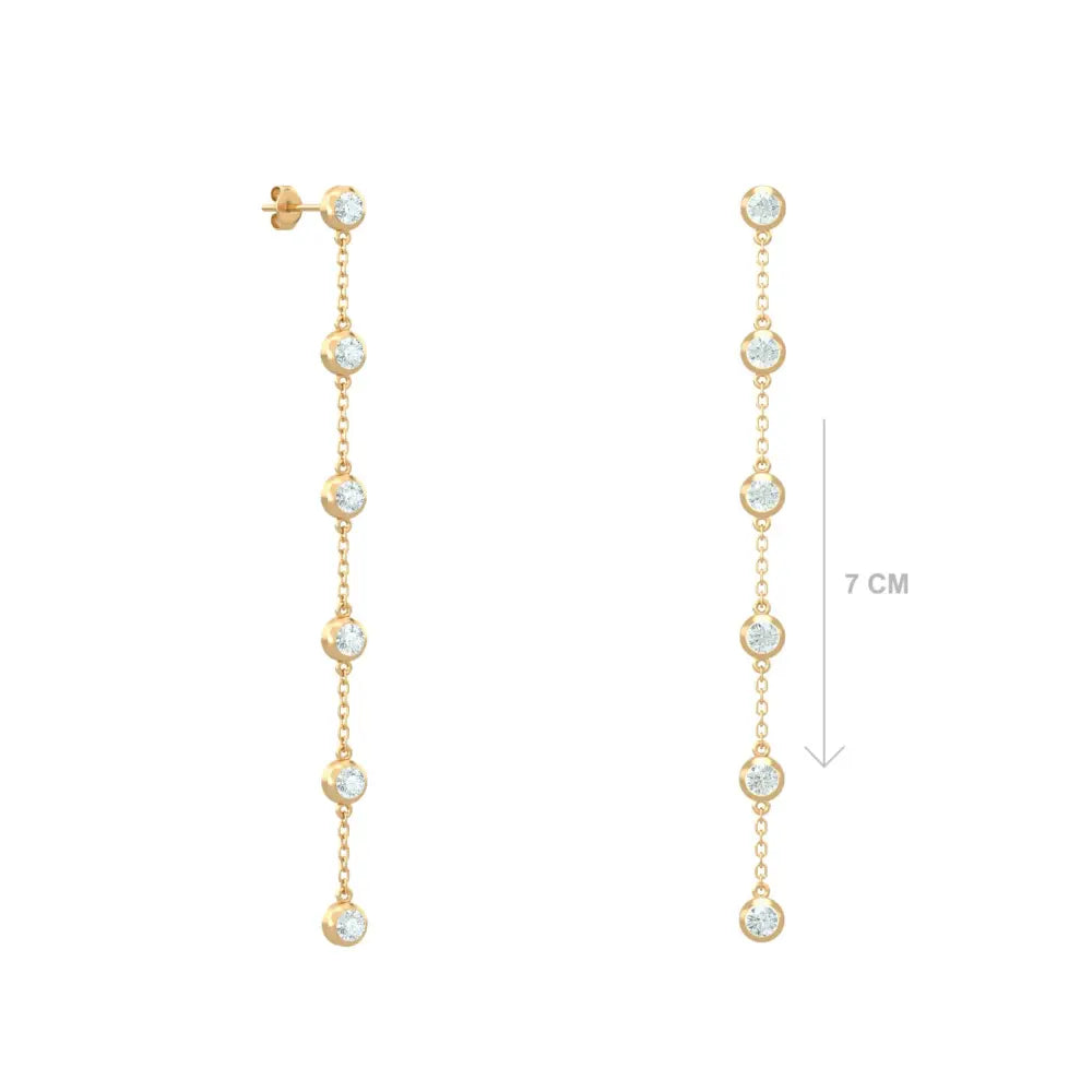 18K Gold Bezel-Set Diamond Drop Earrings| Bellamare Jewelry