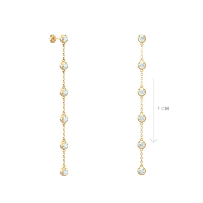18K Gold Bezel-Set Diamond Drop Earrings| Bellamare Jewelry
