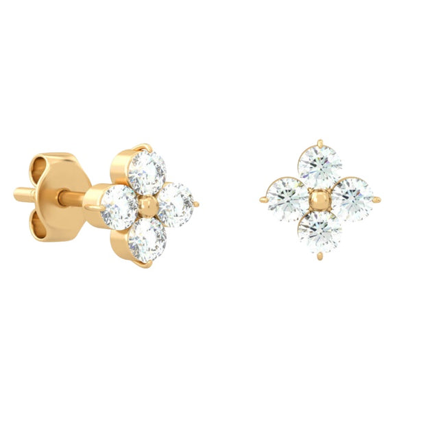 18K Gold Rock Rose Diamond Studs | Bellamare Jewelry