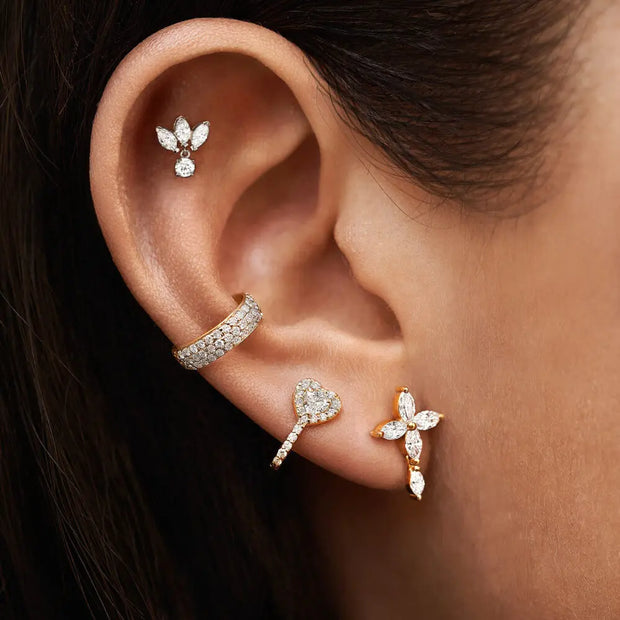 18K Gold Rock Cross Diamond Earrings | Bellamare Jewelry