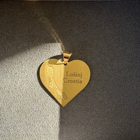 18K Gold Lošinj Matte Heart Pendant