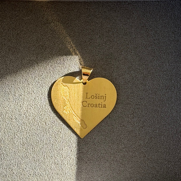 18K Gold Lošinj Matte Heart Pendant
