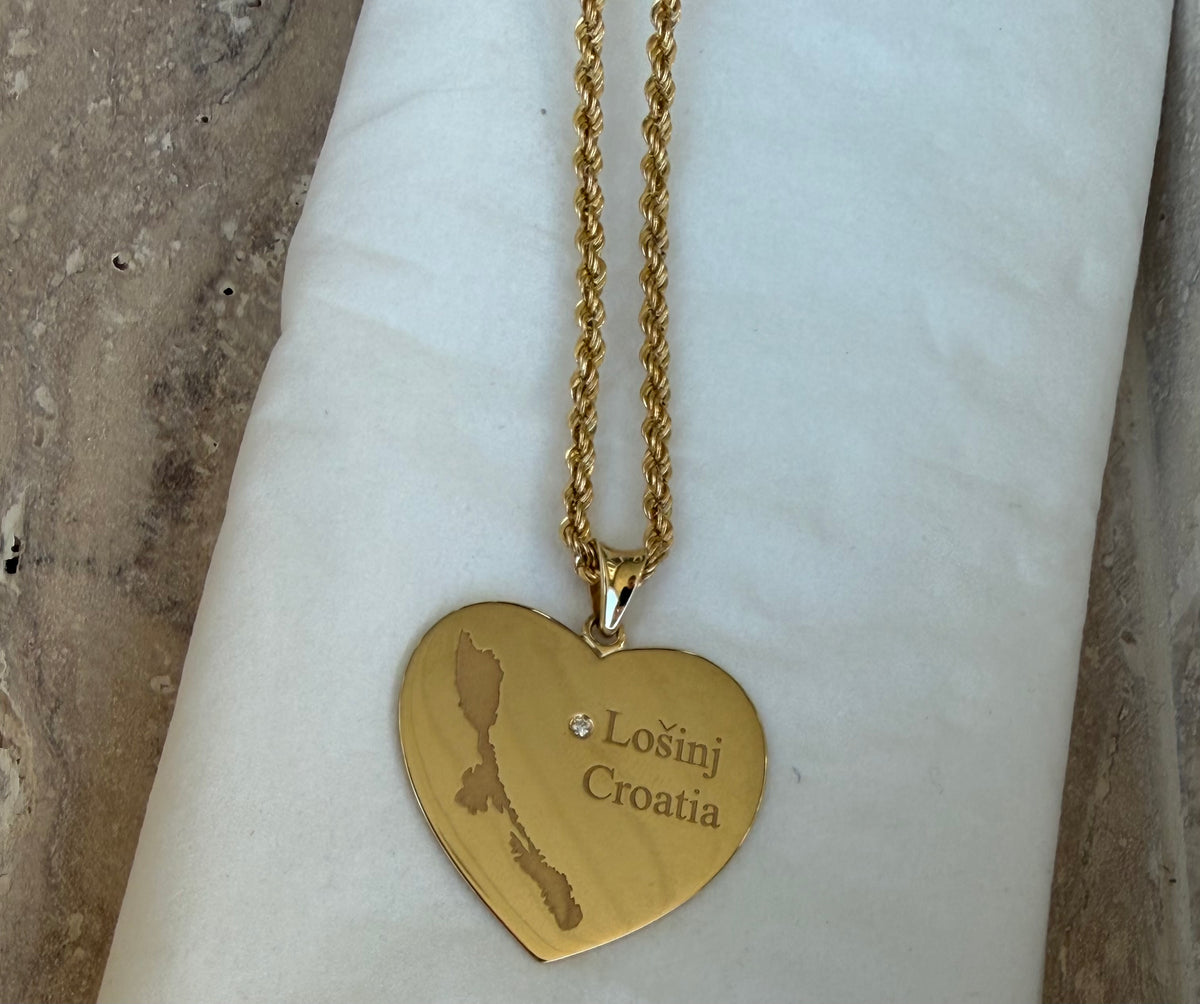 18K Gold Lošinj Diamond Heart Pendant Set
