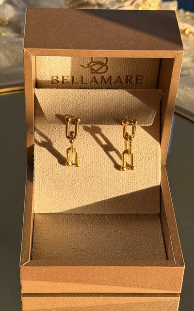 18K Gold Paper Clip Earrings | Bellamare Jewelry