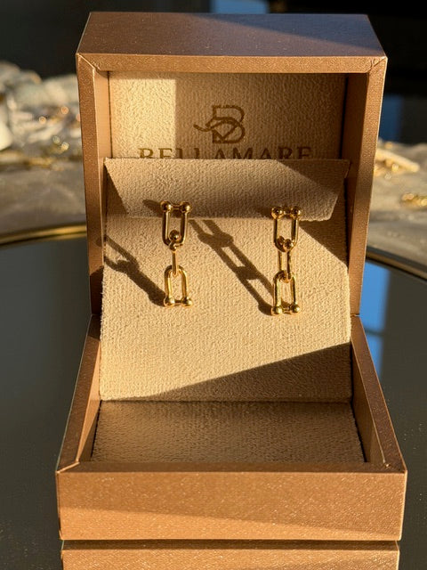 18K Gold Paper Clip Earrings | Bellamare Jewelry