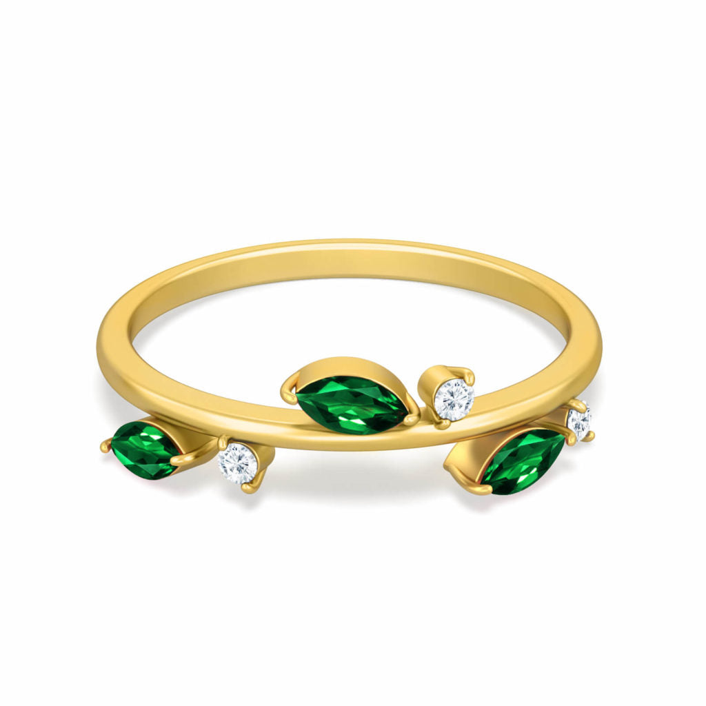 18K Ivy Leaf Diamond Ring | Bellamare Jewelry