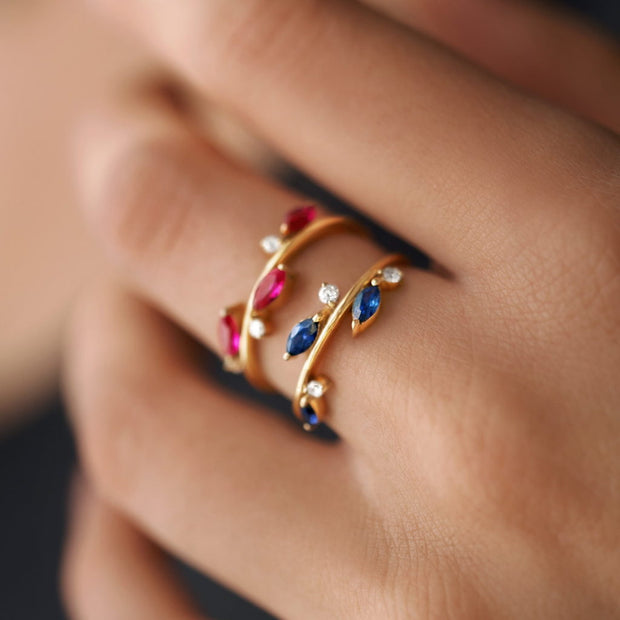 18K Ivy Leaf Diamond Ring | Bellamare Jewelry