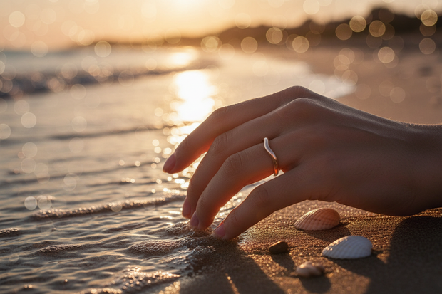 Delicate Wave Ring Coastal Detail