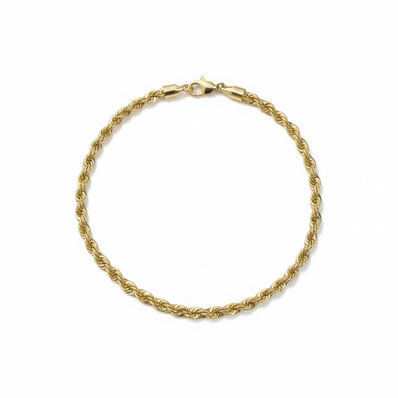 Gold Rope Bracelet in circle with clasp showing