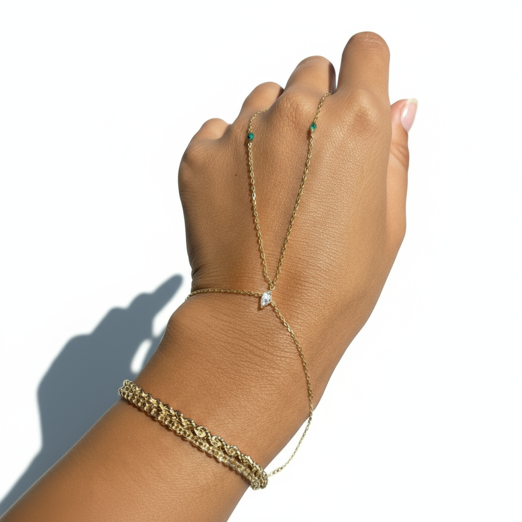 18K Gold La Mer Beach Hand Chain | Bellamare Jewelry
