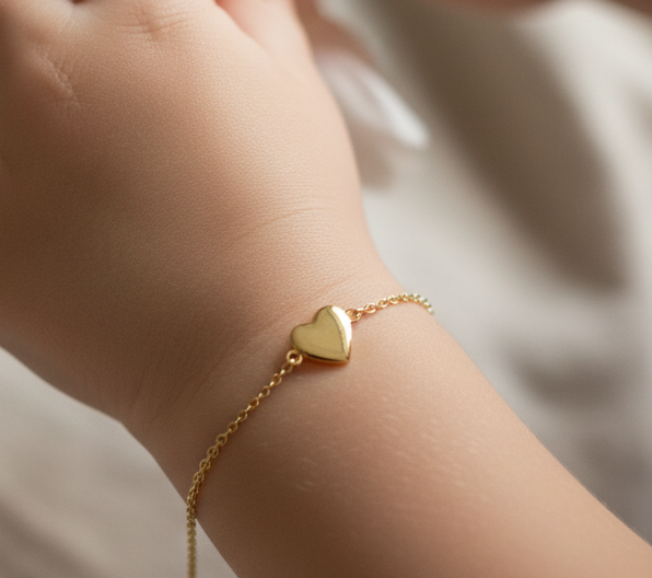 18K Gold Kids Heart Bracelet  | Bellamare Jewelry