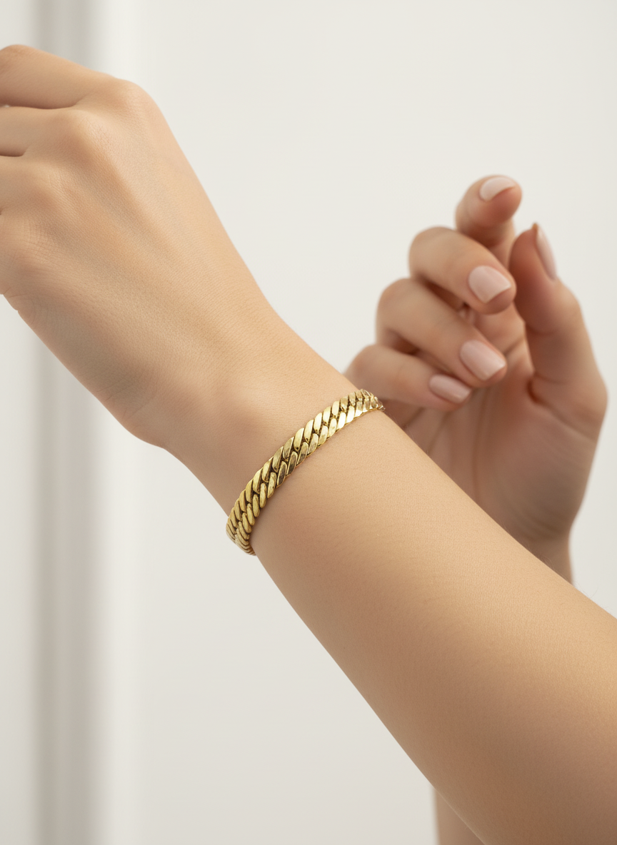 Lifestyle shot of Miami Cuban Bracelet with professional lighting