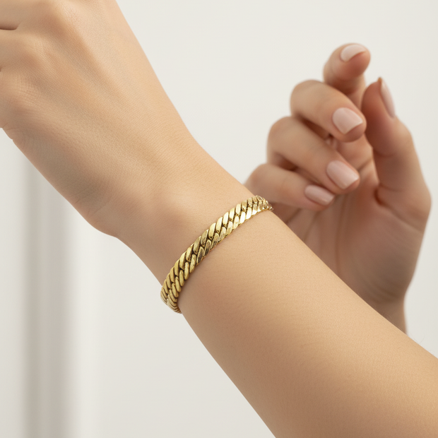 Lifestyle shot of Miami Cuban Bracelet with professional lighting