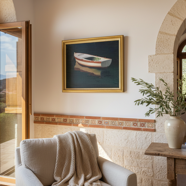 Lošinj villa interior with boat painting