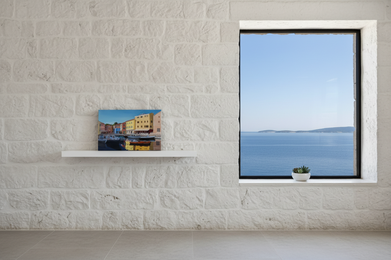Minimalist stone house interior