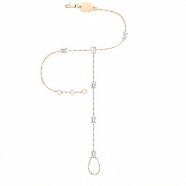 18K Gold Emerald Diamond Hand Chain | Bellamare Jewelry