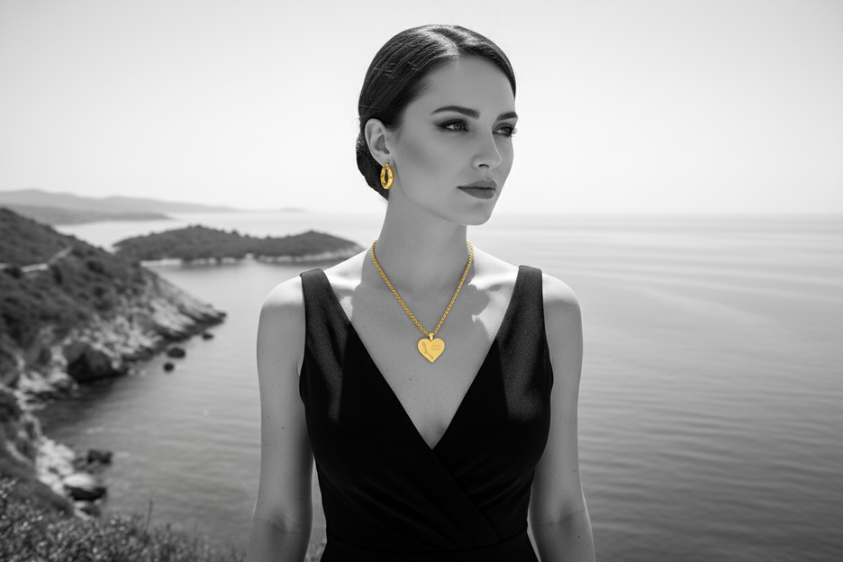 Social media banner - Lošinj Croatia heart pendant with Croatian Adriatic Sea