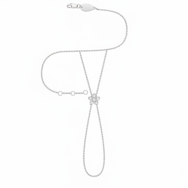 18K Gold Rock Rose Diamond Hand Chain | Bellamare Jewelry