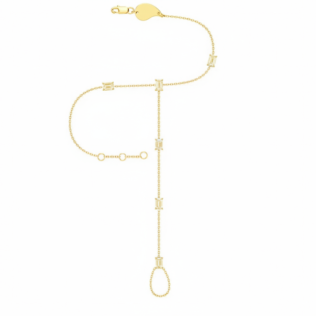 18K Gold Emerald Diamond Hand Chain | Bellamare Jewelry