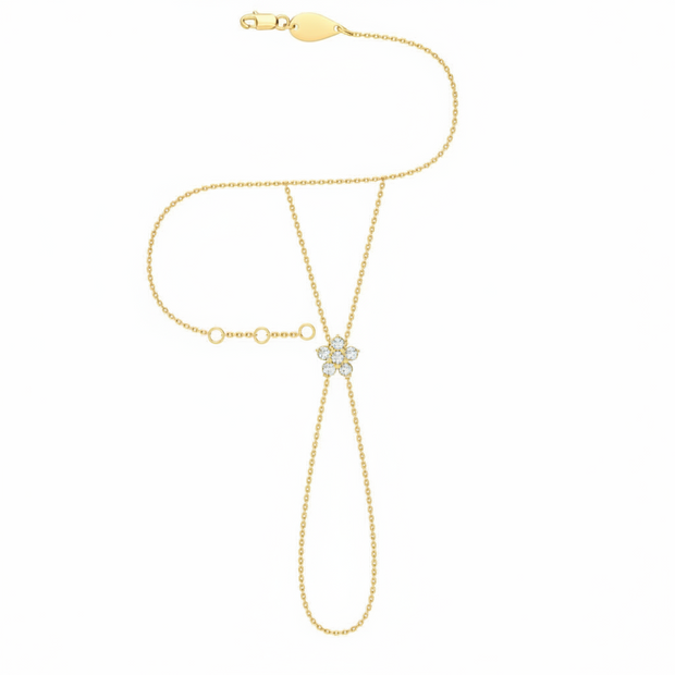 18K Gold Rock Rose Diamond Hand Chain | Bellamare Jewelry